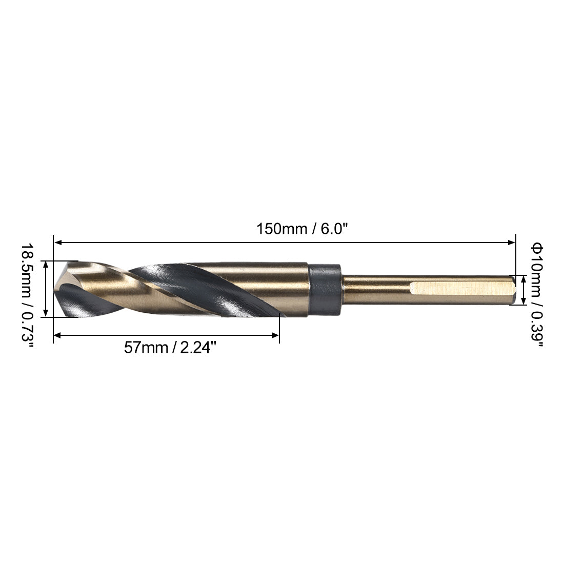 Uxcell Uxcell Reduced Shank Twist Drill Bits 18.5mm HSS 4341 with 10mm Shank 1 Pcs