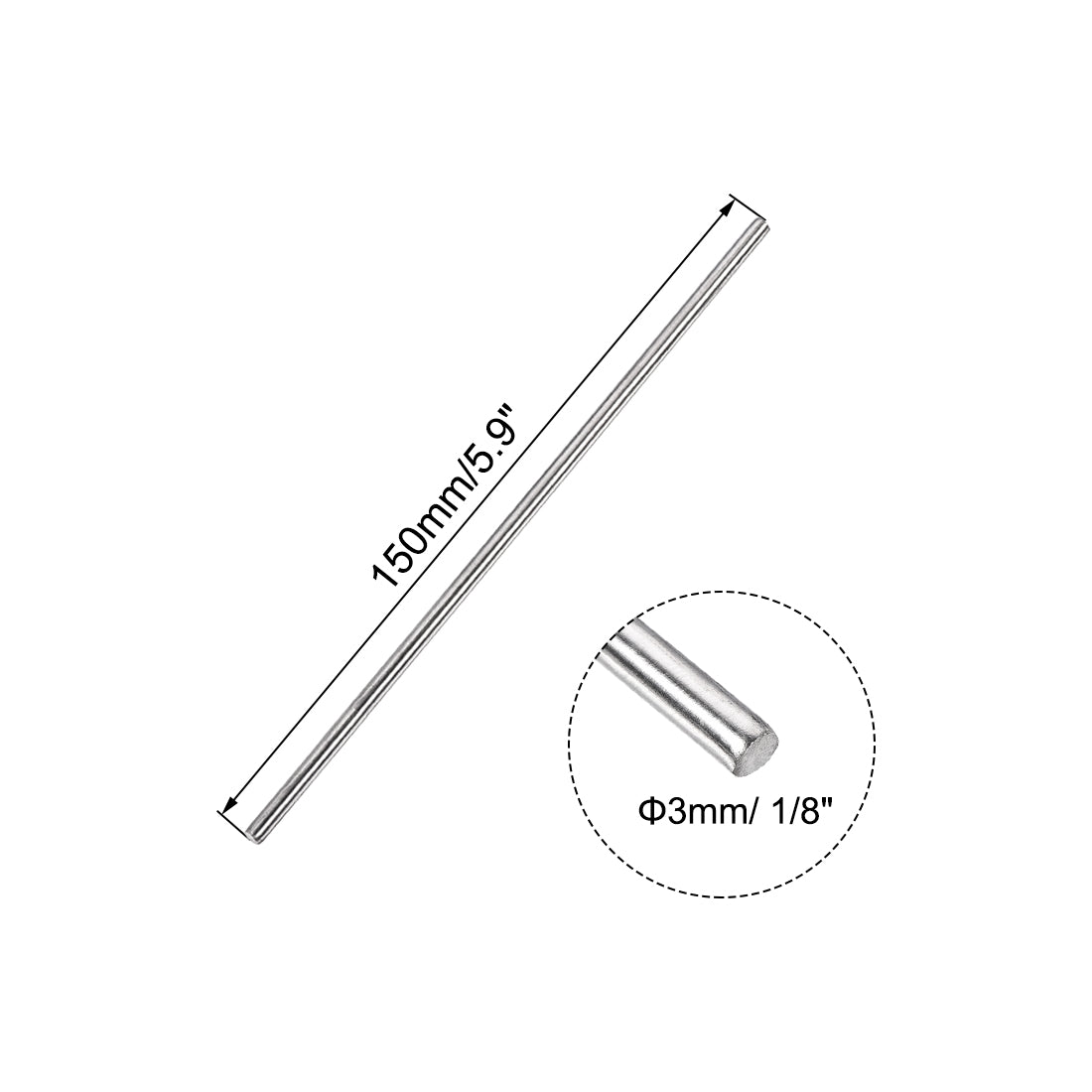 uxcell Uxcell 304 Stainless Steel Rod for RC DIY