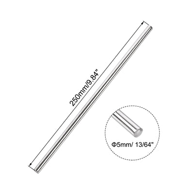 Harfington Uxcell 5pcs Solid Stainless Steel 304 Round Rod Bar Dia 8mm 250mm 300mm Length
