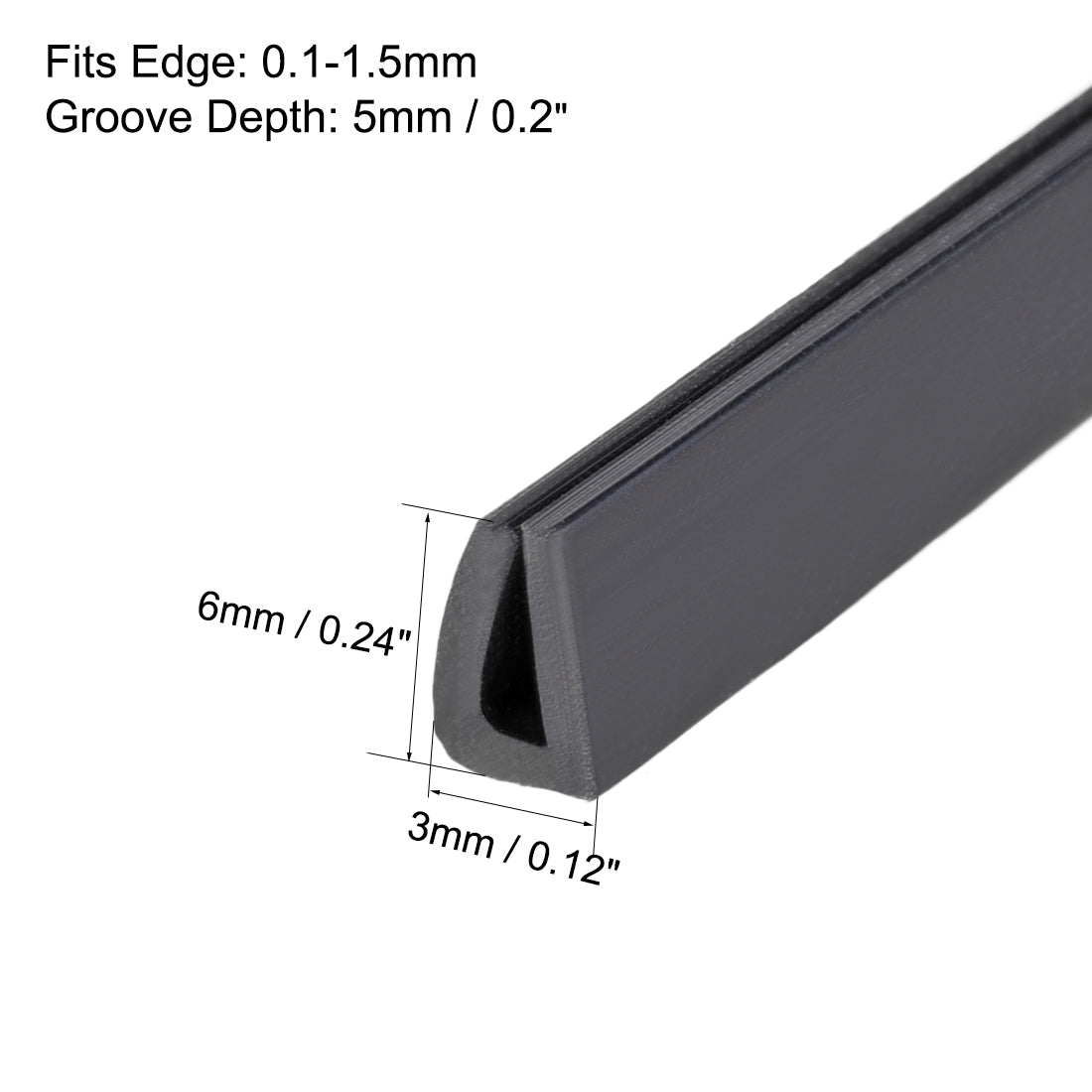 uxcell Uxcell Edge Trim U Seal Extrusion, Silicone Black Fits  Edge