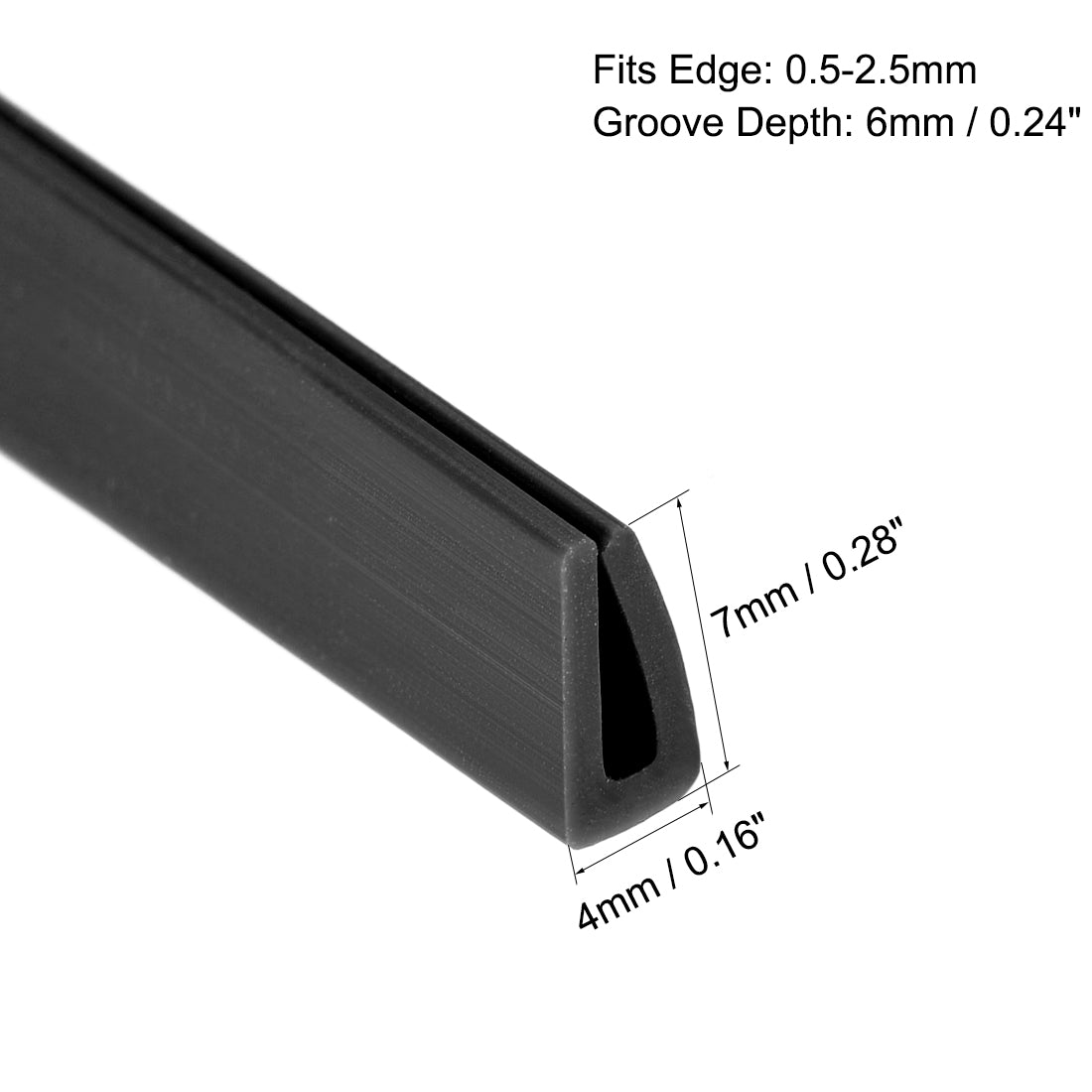 uxcell Uxcell Edge Trim U Seal Extrusion, Silicone Black Fits  Edge