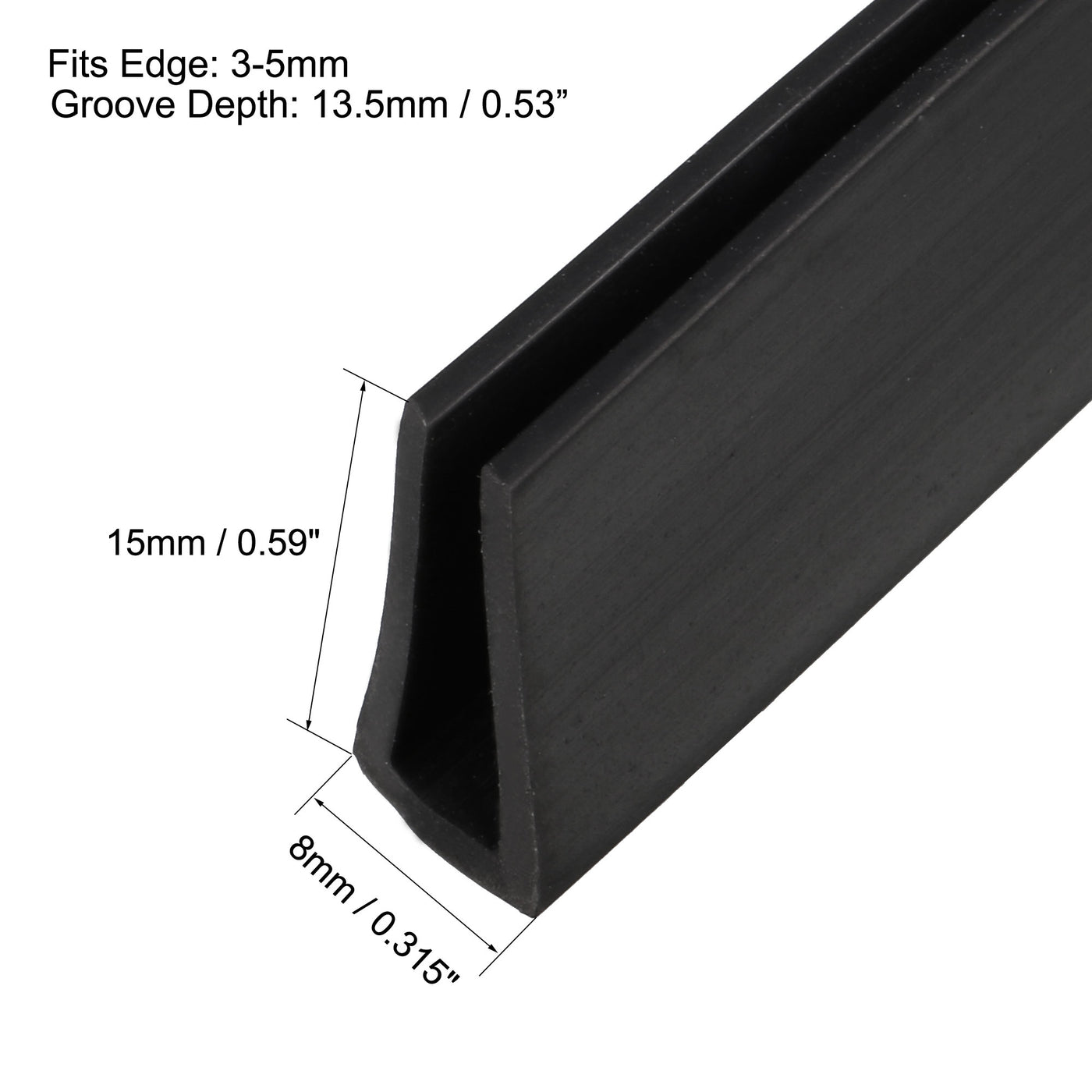 uxcell Uxcell Edge Trim U Seal Extrusion, Silicone Black Fits 1/8-13/64inch Edge 5M/16.4Ft