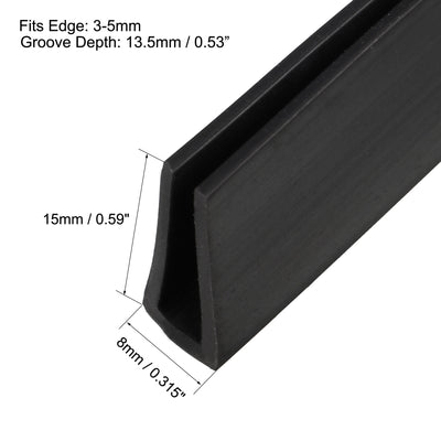 Harfington Uxcell Edge Trim U Seal Extrusion, Silicone Black Fits 1/8-13/64inch Edge 5M/16.4Ft