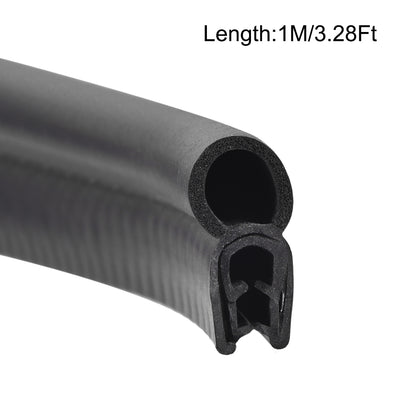 Harfington Uxcell Trim Seal with Top Bulb, EPDM Rubber Seal Channel Edge Protector Sheet, Fits