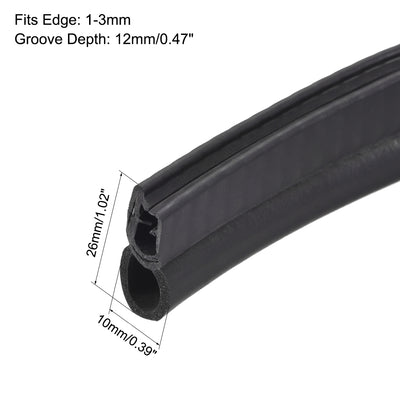 Harfington Uxcell Trim Seal with Top Bulb, EPDM Rubber Seal Channel Edge Protector Sheet, Fits