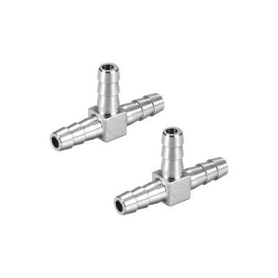 Harfington Uxcell 1/4-Inch (6mm) Hose ID Barb Fitting Stainless Steel 3 Way T Shaped Union Home Brew Fitting 2pcs