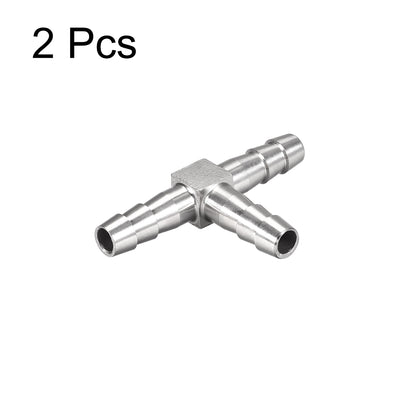 Harfington Uxcell 3/8-Inch (10mm) Hose ID Barb Fitting Stainless Steel 3 Way T Shaped Union Home Brew Fitting 2pcs