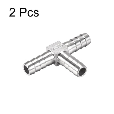 Harfington Uxcell 15/32-Inch (12mm) Hose ID Barb Fitting Stainless Steel 3 Way T-Shaped Union Home Brew Fitting 2pcs