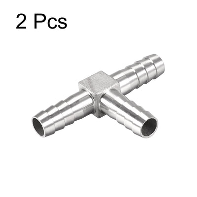 Harfington Uxcell 1/2-Inch (13mm) Hose ID Barb Fitting Stainless Steel 3 Way T-Shaped Union Home Brew Fitting 2pcs