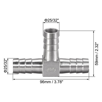 Harfington Uxcell 25/32-Inch (20mm) Hose ID Barb Fitting Stainless Steel 3 Way T Shaped Union Home Brew Fitting