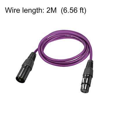 Harfington Uxcell XLR Male to XLR Female Cable Line for Microphone Video Camera Sound Card Mixer Black XLR Purple Line 2M  6.56ft