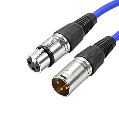 Harfington Uxcell XLR Male to XLR Female Cable Line for Microphone Video Sound Card Mixer Silver Tone XLR Blue Line 0.5M 1.64ft