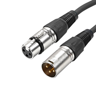 Harfington Uxcell XLR Male to XLR Female Cable Line for Microphone Video Camera Sound Card Mixer Silver Tone XLR Black Line 2M  6.56ft