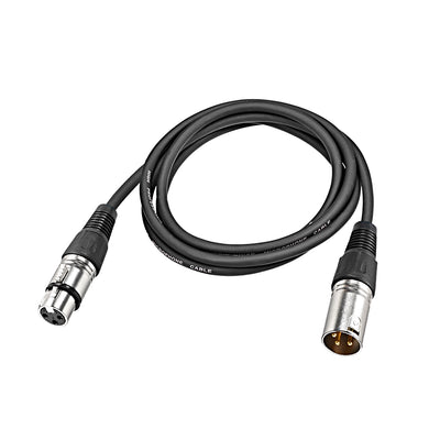 Harfington Uxcell XLR Male to XLR Female Cable Line for Microphone Video Camera Sound Card Mixer Silver Tone XLR Black Line 2M  6.56ft