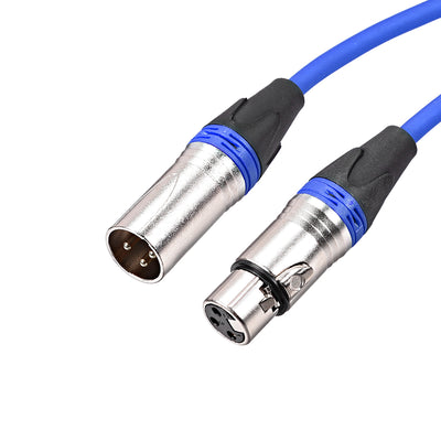 Harfington Uxcell XLR Male to XLR Female Cable Line for Microphone Camera Sound Card Mixer Blue Silver Tone XLR Blue Line 2M  6.56ft