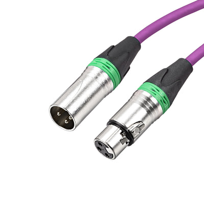 Harfington Uxcell XLR Male to XLR Female Cable Line for Microphone Video Camera Sound Card Mixer Green Silver Tone XLR Purple Line 0.5M 1.64ft