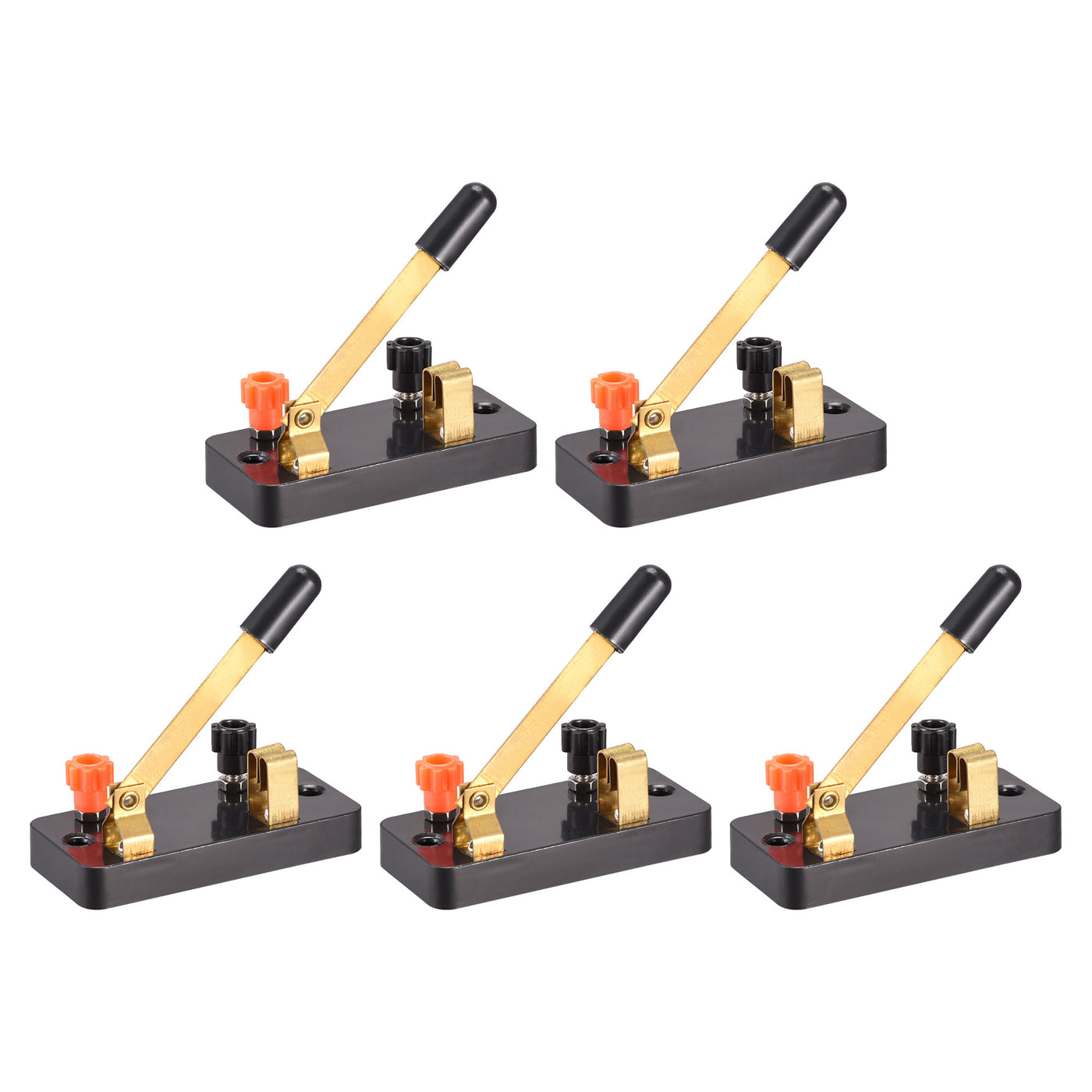 uxcell Uxcell Single Pole Switch Single Pole Single Throw Switch, Black Red Copper Tone, 5Pcs