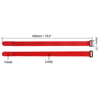 Harfington Uxcell 10pcs Hook and Loop Straps 1-inch x 18-inch Securing Straps Cable Tie (Red)