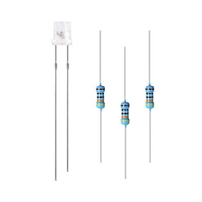 Harfington Uxcell 200Set 3mm LED Diodes w Resistor, Clear Lens Multicolor Slow-Flashing, Flat Head 29mm Pin