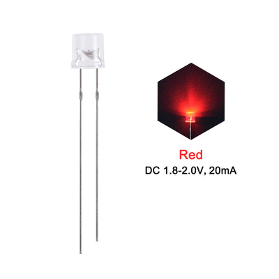 Harfington Uxcell 10Set 5mm LED Diodes w Resistor, Clean Red DC1.8-2.0V, Flat Head 28mm Pin