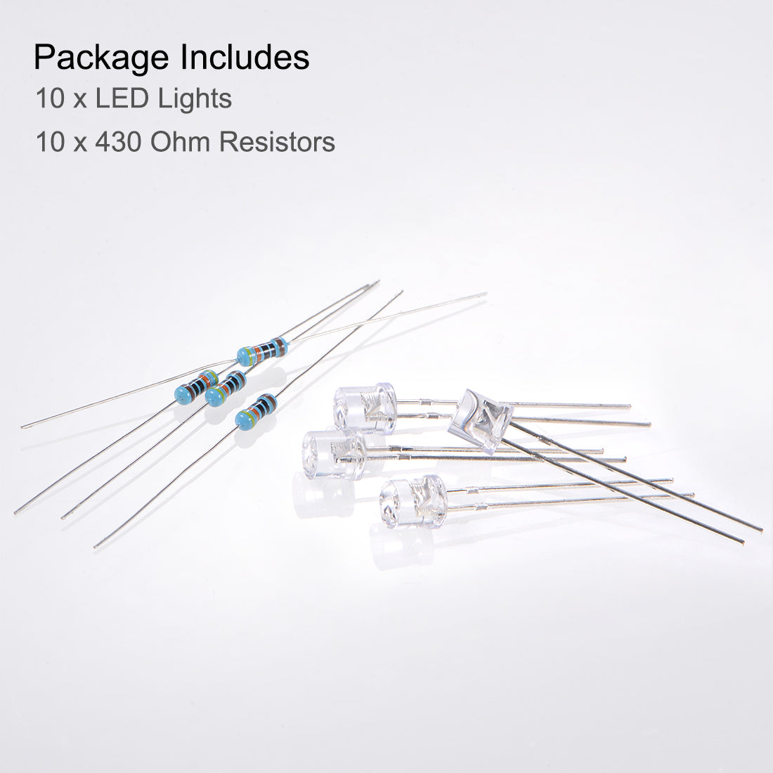 Uxcell Uxcell 10Set 5mm LED Diodes w Resistor, Clean Red DC1.8-2.0V, Flat Head 28mm Pin