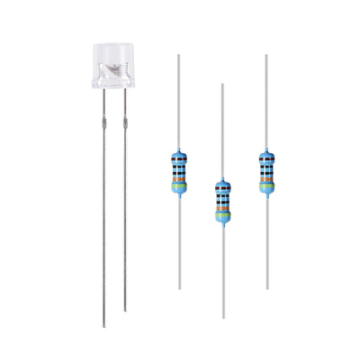 Harfington Uxcell 10Set 5mm LED Diodes w Resistor, Clean Red DC1.8-2.0V, Flat Head 28mm Pin