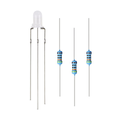 Harfington Uxcell 25Set 3mm LED Diodes Kit, Diffused Bi-Color (Red & Emerald Green) Common Cathode
