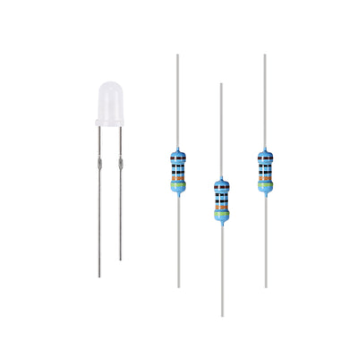 Harfington Uxcell 100Set 3mm LED Diodes W Resistor, Diffused Emerald Green, Round Head 19mm Pin
