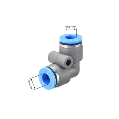 Harfington Uxcell Elbow Push to Connect Air Fittings 4mm Tube OD Pneumatic Quick Release Connectors Grey 2Pcs