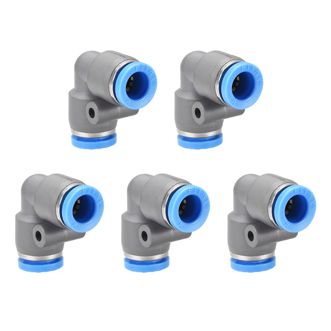 Uxcell Uxcell Elbow Push to Connect Air Fittings 6mm Tube OD Pneumatic Quick Release Connectors Grey 5Pcs