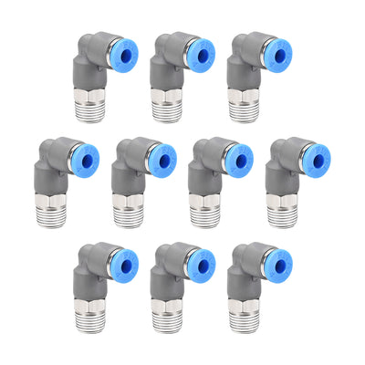 Harfington Uxcell Elbow Push to Connect Air Fittings 4mm Tube OD  X 1/8PT Male Thread Grey 2Pcs