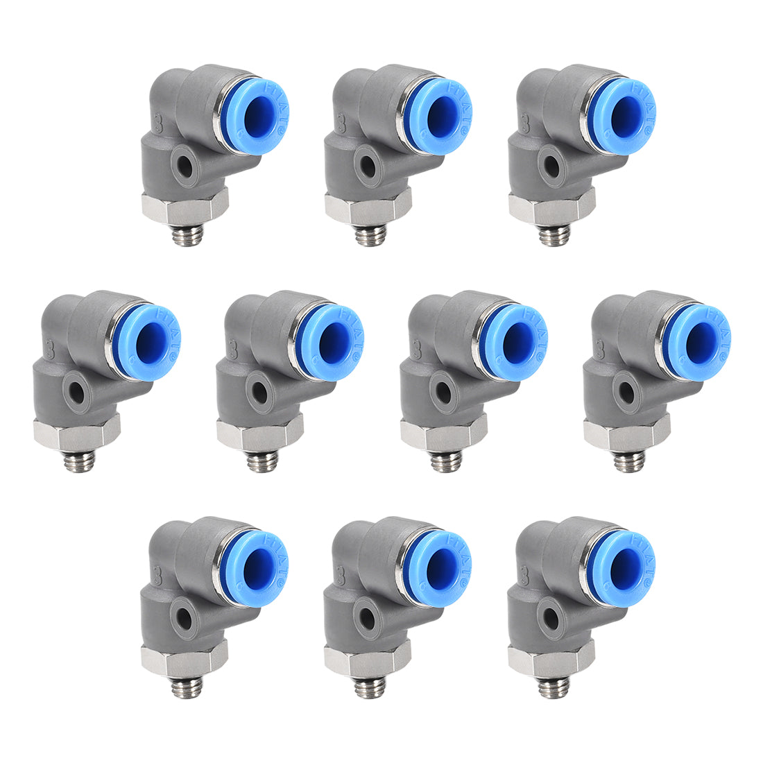 Uxcell Uxcell Elbow Push to Connect Air Fittings 6mm Tube OD  X M5 Male Thread Grey 5Pcs