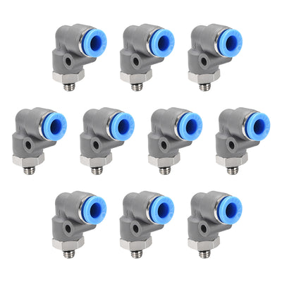 Harfington Uxcell Elbow Push to Connect Air Fittings 6mm Tube OD  X M5 Male Thread Grey 5Pcs