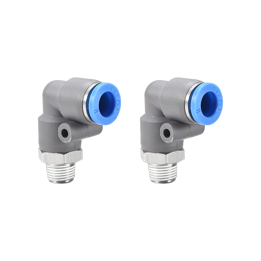 Uxcell Uxcell Elbow Push to Connect Air Fittings 6mm Tube OD  X 1/8PT Male Thread Grey 2Pcs