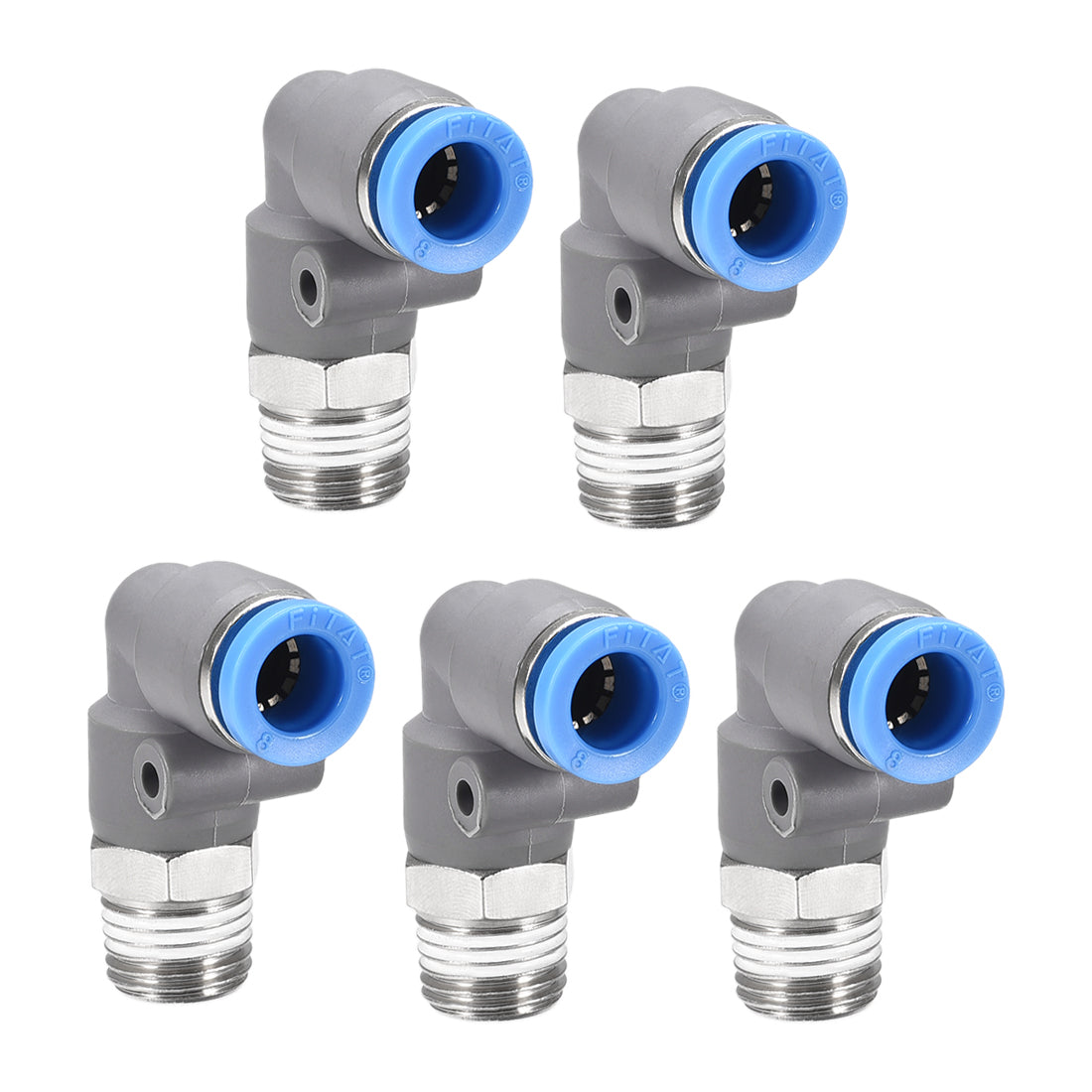 Uxcell Uxcell Elbow Push to Connect Air Fittings 6mm Tube OD  X 1/4PT Male Thread Grey 2Pcs
