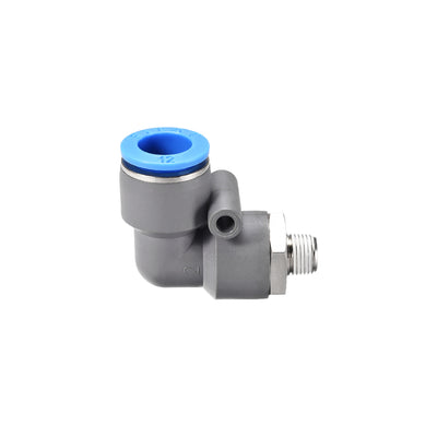 Harfington Uxcell Elbow Push to Connect Air Fittings 6mm Tube OD  X 1/8PT Male Thread Grey 2Pcs
