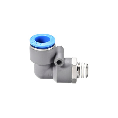 Harfington Uxcell Elbow Push to Connect Air Fittings 6mm Tube OD  X 1/4PT Male Thread Grey 2Pcs