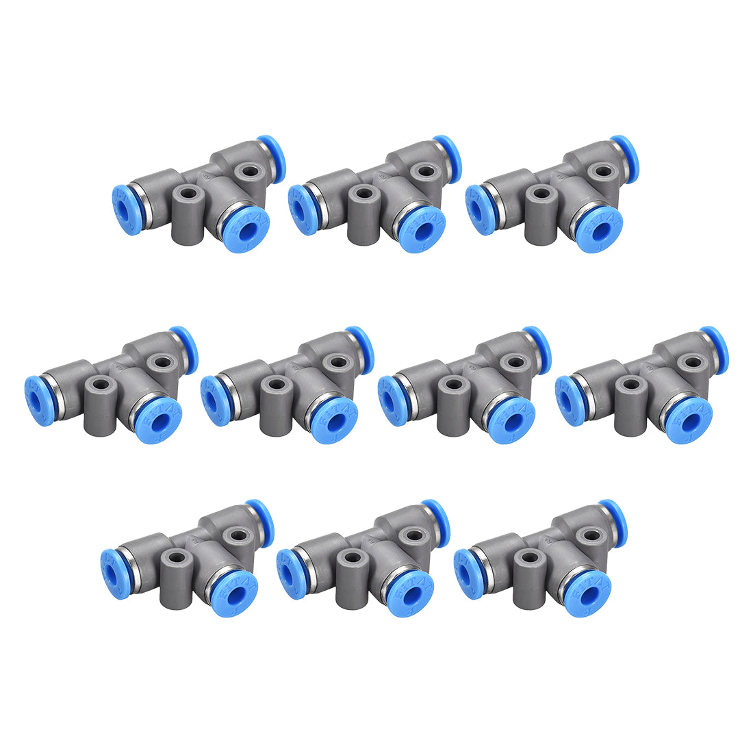 uxcell Uxcell Push To Connect Air Fittings T Type Tee Tube Connect 4mm OD Grey Push Lock 10Pcs