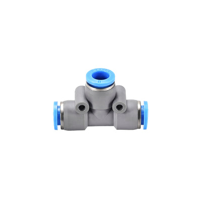 Harfington Uxcell Push To Connect Air Fittings T Type Tee Tube Connect 8mm OD Grey Push Lock 2Pcs
