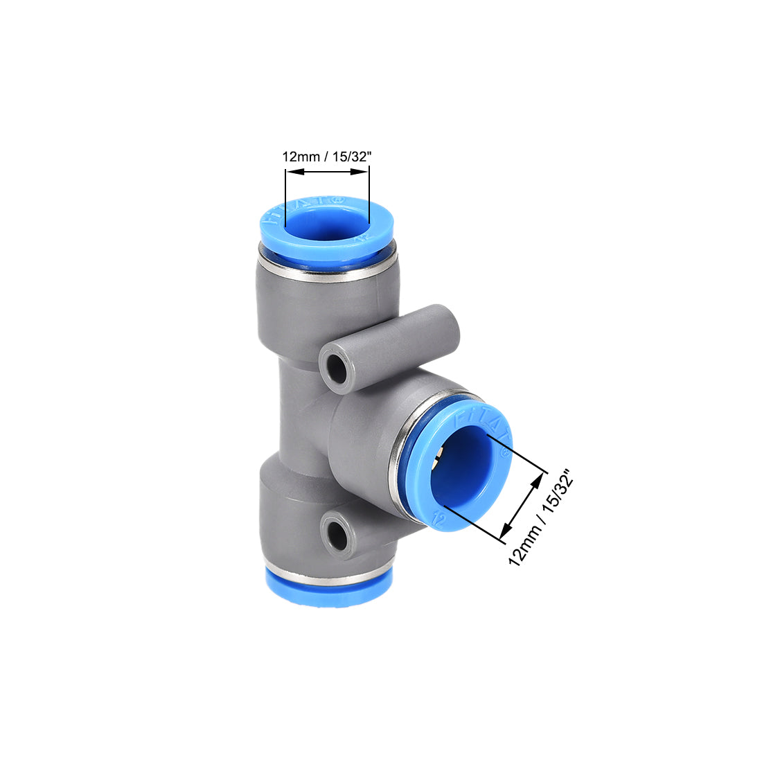 uxcell Uxcell Push To Connect Air Fittings T Type Tee Tube Connect 12mm OD Grey Push Lock