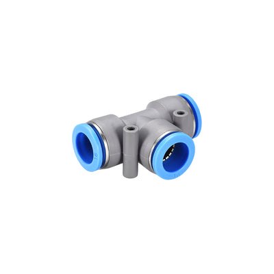 Harfington Uxcell Push To Connect Air Fittings T Type Tee Tube Connect 16mm OD Grey Push Lock