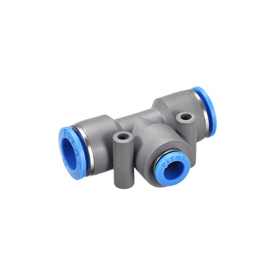 Harfington Uxcell Push To Connect Fittings T Type Tee Tube Connect 12-8mm OD Grey Push Lock