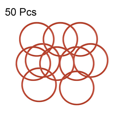 Harfington Uxcell Silicone O-Rings 1mm Width, Seal Gasket Red 50Pcs