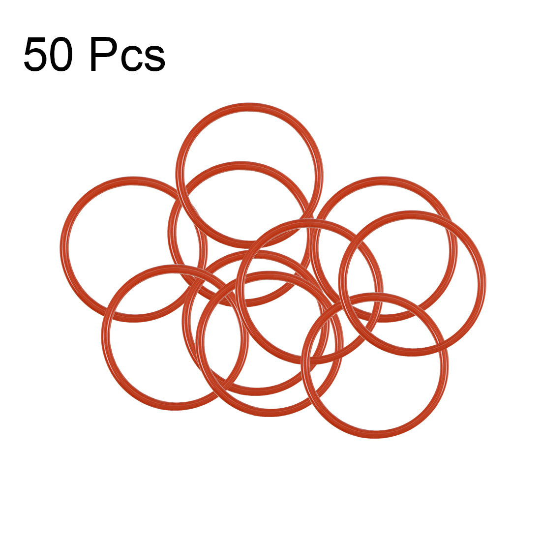 uxcell Uxcell Silicone O-Rings OD, Inner Diameter, Width, Seal Gasket Red 50Pcs
