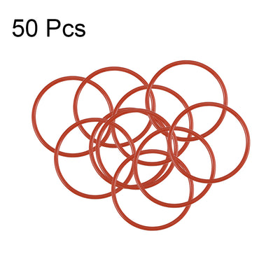 Harfington Uxcell Silicone O-Rings OD, Inner Diameter, Width, Seal Gasket Red 50Pcs