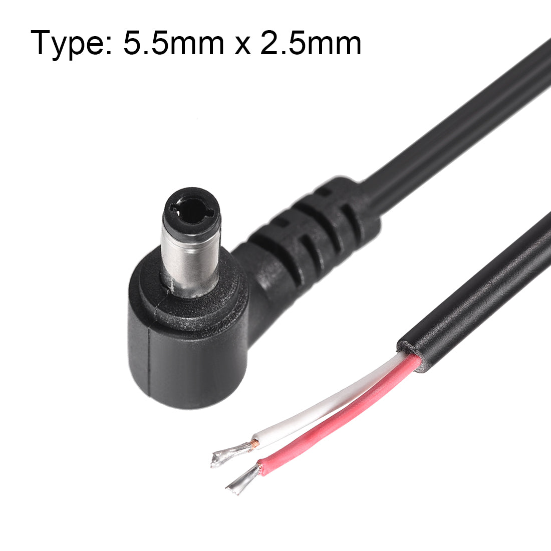 uxcell Uxcell DC Power 5.5mm x 2.5mm 4A 30cm Male Plug Right Angle Cord Cable Connector