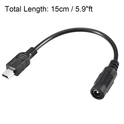 Harfington Uxcell 15cm DC Female Power Supply 5.5x2.1mm Adapter to Mini USB Plug Male Cable