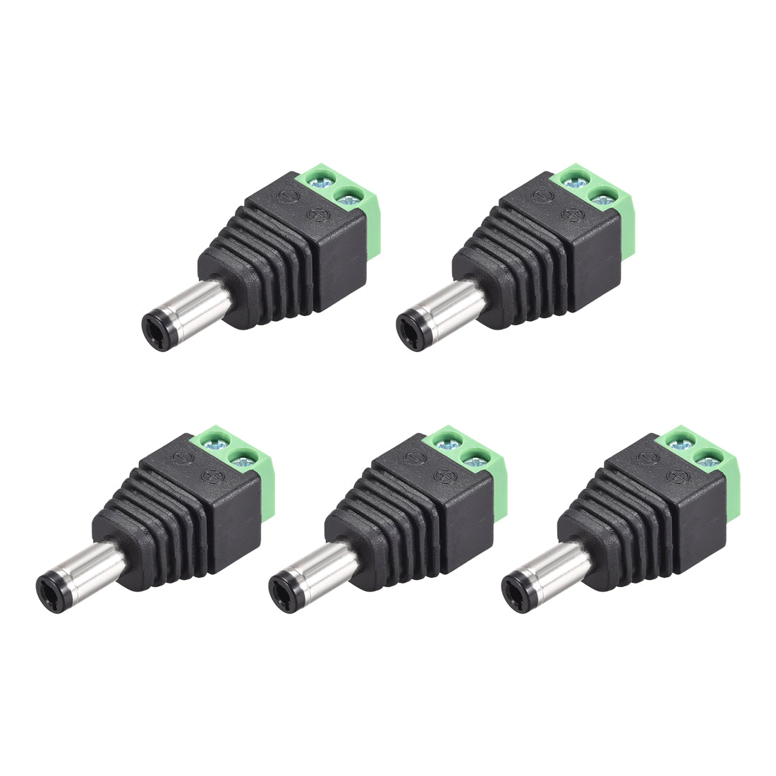 uxcell Uxcell 5Pcs 5.5x2.5mm DC Power Jack Plug Adapter Connector for LED Strip CCTV Camera Cable Wire Ends