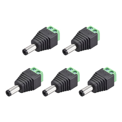 Harfington Uxcell 5Pcs 5.5x2.5mm DC Power Jack Plug Adapter Connector for LED Strip CCTV Camera Cable Wire Ends
