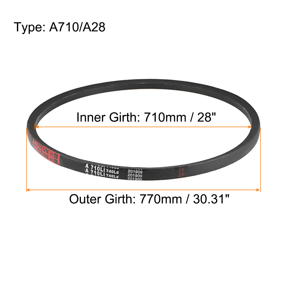 Uxcell Uxcell A991/A39 V-Belts 39" Inner Girth, A-Section Rubber Drive Belt 2pcs